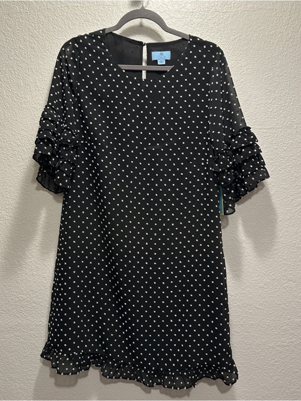 CeCe Black and White Polka Dot Midi Dress
